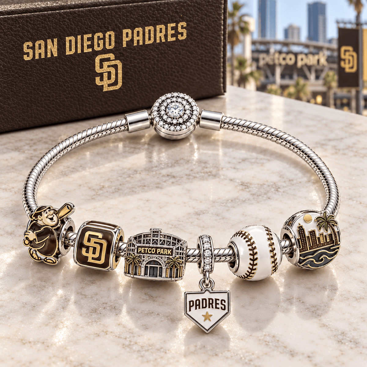 SDP Silver Charm Bracelet Set PTT