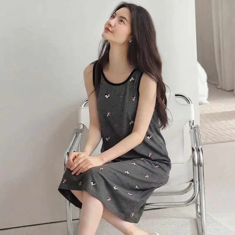 2026 Summer 100% Cotton Sexy Lingerie Vest Nightgowns for Women Sleeveless Sleepwear Homewear Nightdress Night Dress Home Nighty